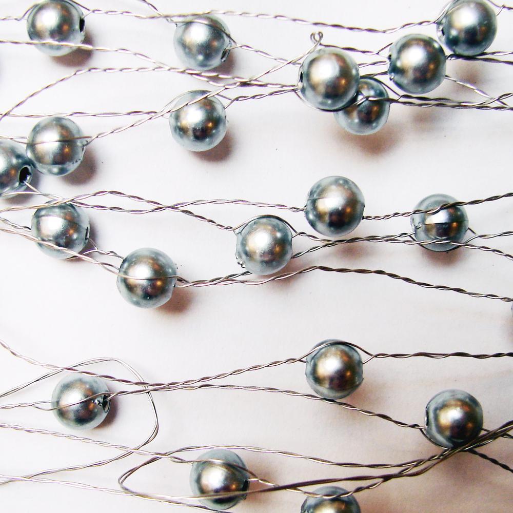 Perličky na drátku OASIS®, Ø  8 mm, 3 m, stříbrná