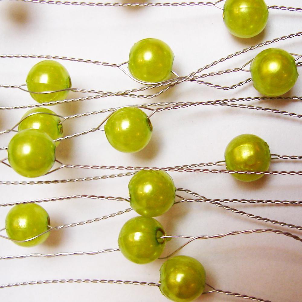 Perličky na drátku OASIS®, Ø  8 mm, zelená