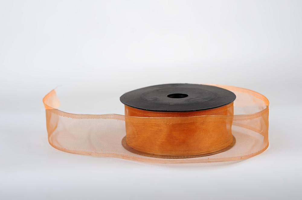 Stuha organza UNI,  4cm x 10m, měď 81