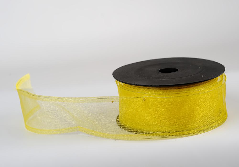 Stuha organza SNOW,  4cm x 9,1m, žlutá 303