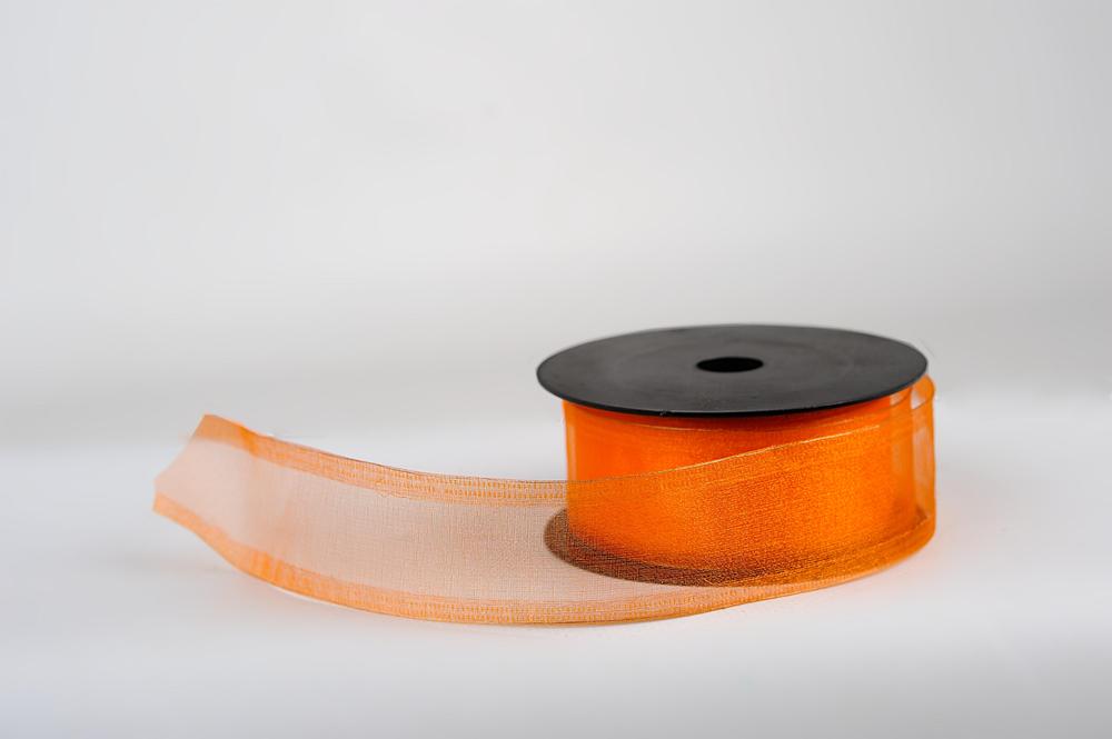 Stuha organza SNOW,  4cm x 9,1m, oranžová 5054