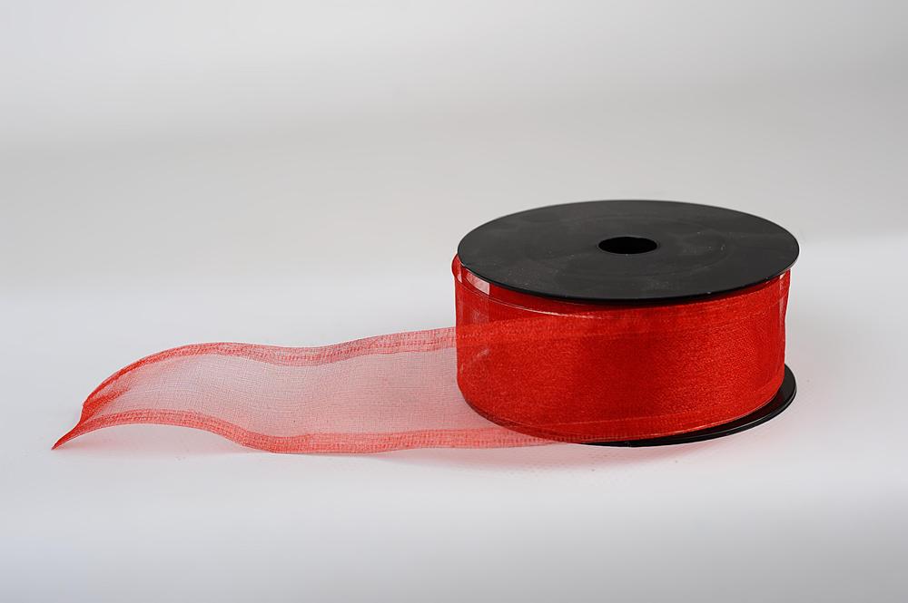Stuha organza SNOW,  4cm x 9,1m, červená 5139