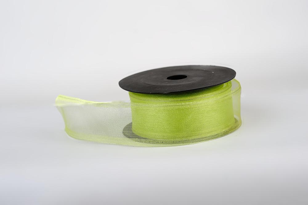 Stuha organza SNOW,  4cm x 9,1m, zelená sv. 5072