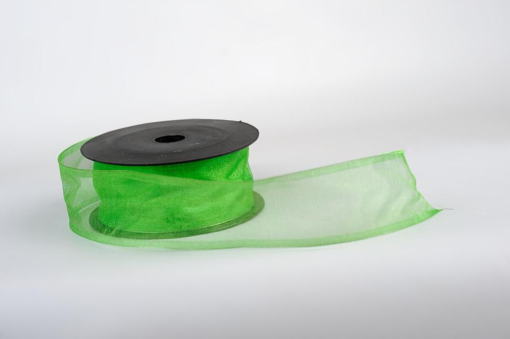 Stuha organza SNOW,  4cm x 9,1m, zelená 5133