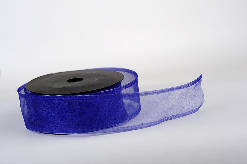 Stuha organza SNOW,  4cm x 9,1m, modrá tm. 5147