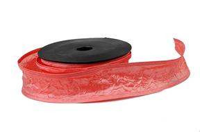 Stuha textilní mačkaná,  4cm x 9,1m, jahodová 57