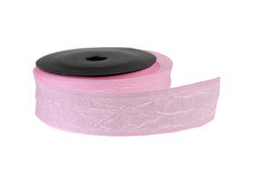 Stuha textilní mačkaná,  4cm x 9,1m, růžová sv. 28