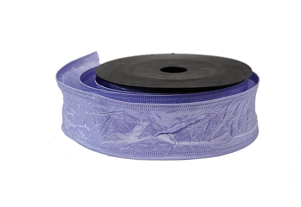 Stuha textilní mačkaná,  4cm x 9,1m, fialová sv. 114