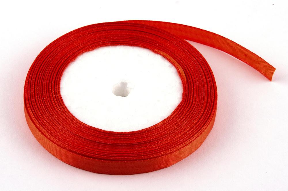 Stuha satén,  1cm x 23m, mandarinka 25