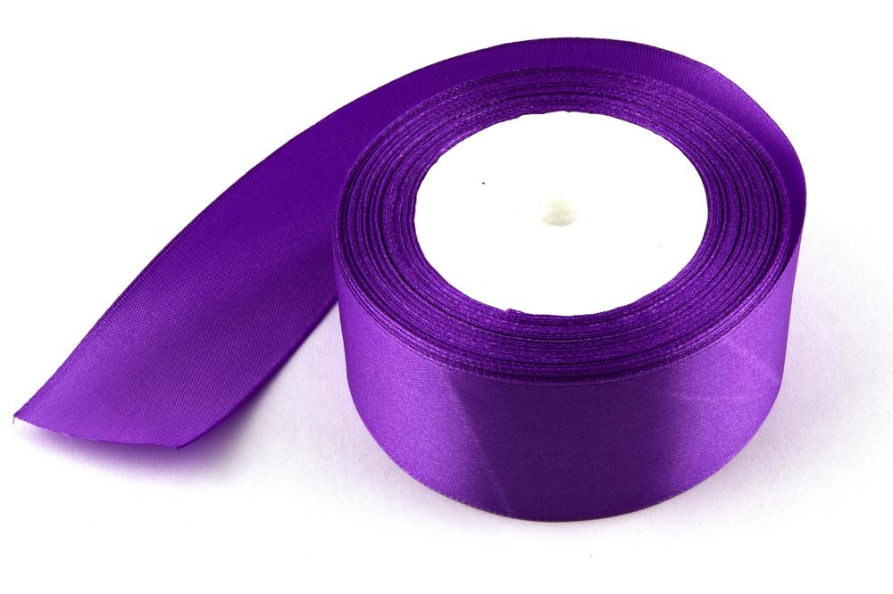 Stuha satén,  4cm x 23m, fialová 87
