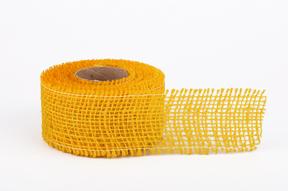 Stuha juta jemná,  5cm x 5m, žlutá 06