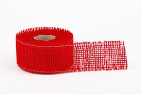 Stuha juta jemná,  5cm x 5m, červená 08