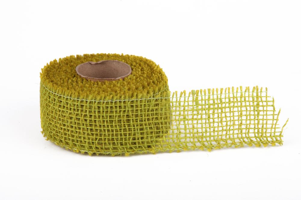 Stuha juta jemná,  5cm x 5m, zelená travní 11