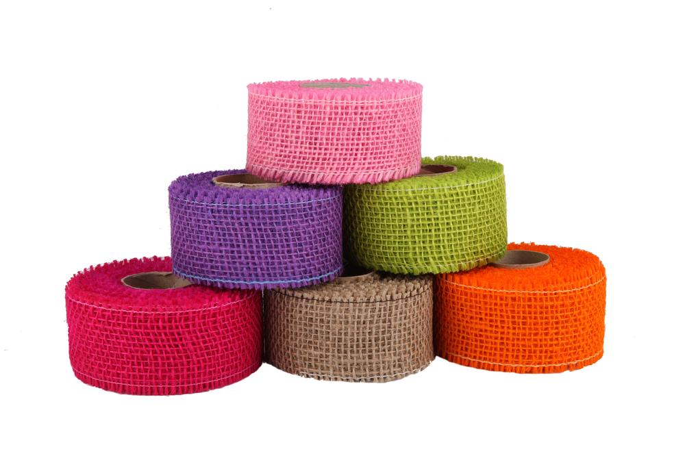 Stuha juta jemná,  5cm x 5m, zelená sv. 16