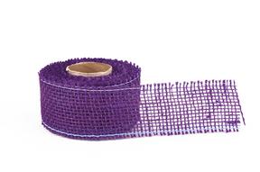 Stuha juta jemná,  5cm x 5m, fialová tm. 20