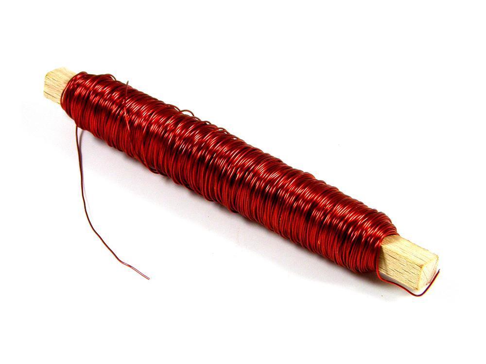 Drát na dřívku, 0,5 mm, 100 g, červená
