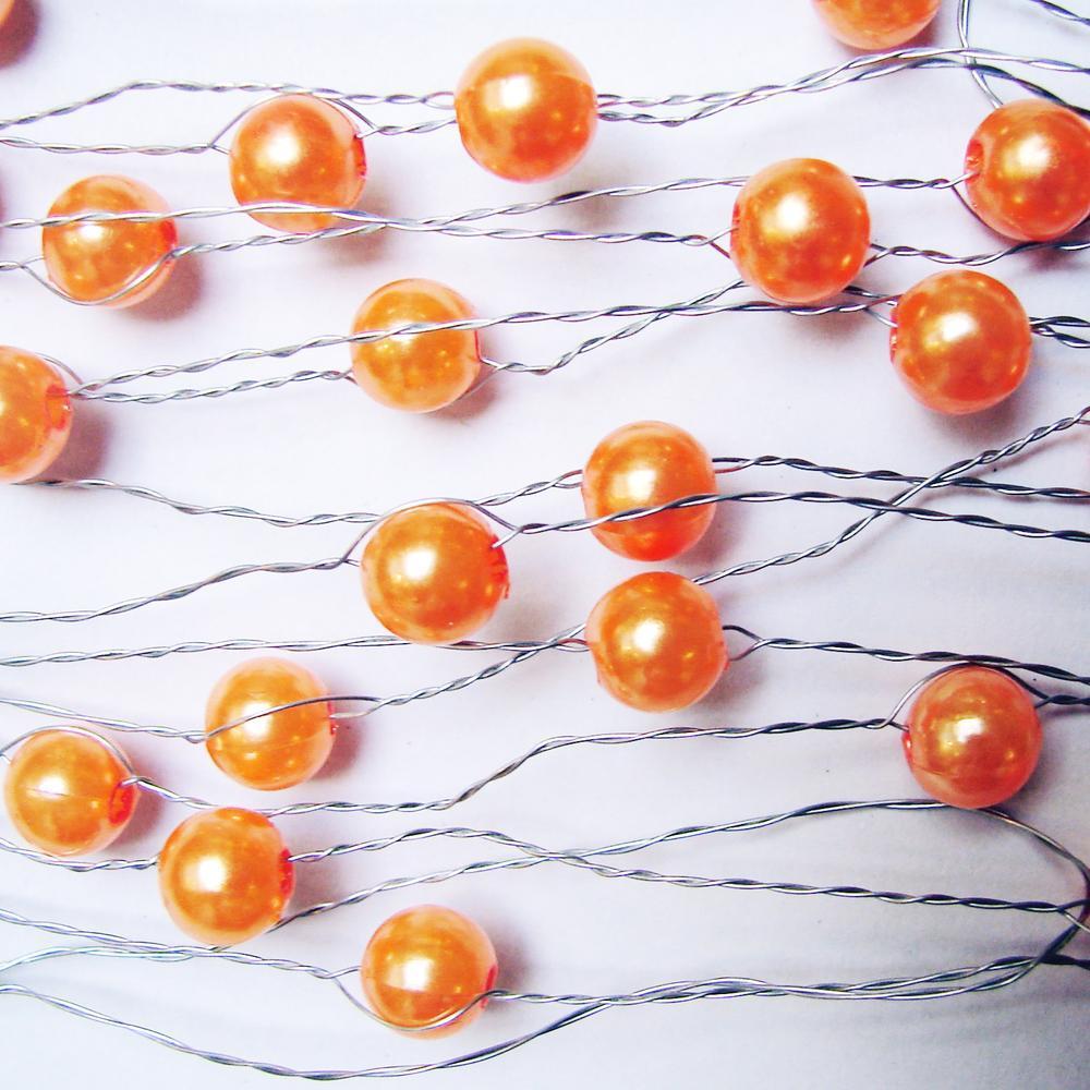 Perličky na drátku OASIS®, Ø  8 mm, 3 m, oranžová meruňková