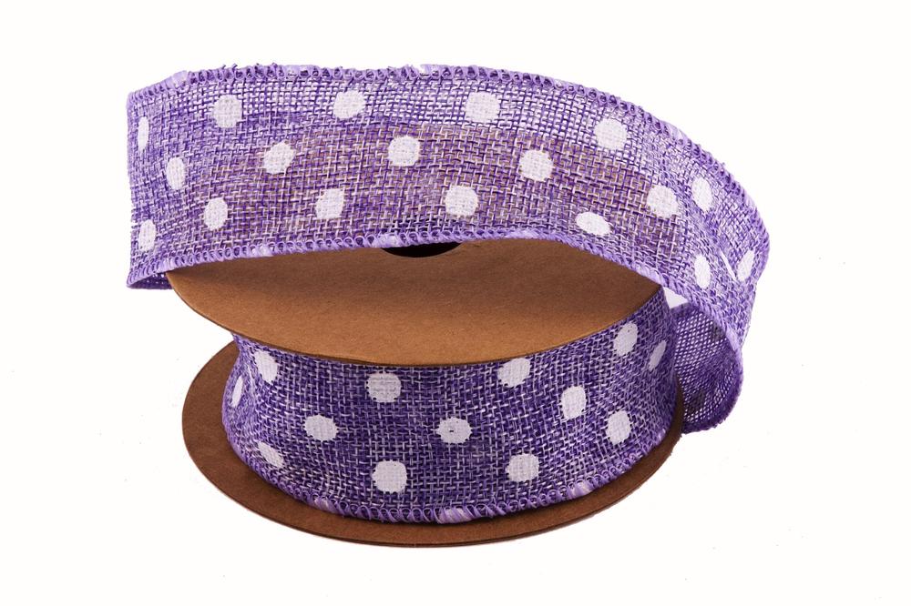 Stuha juta puntík,  4cm x 6,4m, lila 14