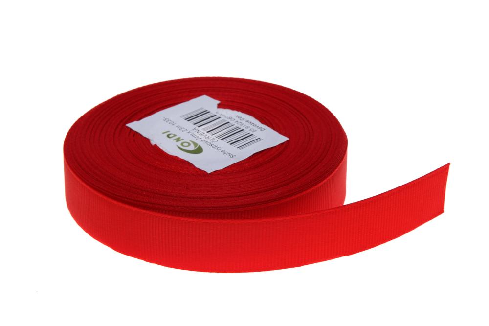 Stuha rypsová,  2cm x 23m, červená 1035