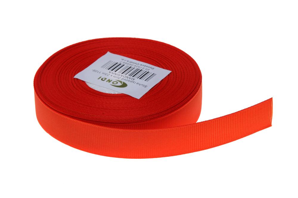 Stuha rypsová,  2cm x 23m, mandarinka 1106