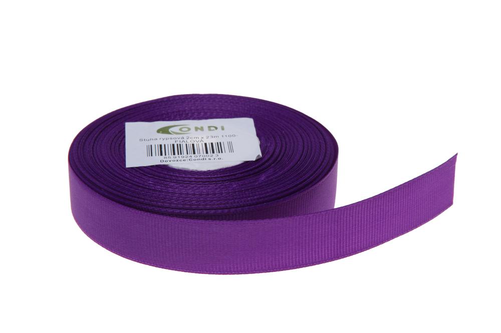 Stuha rypsová,  2cm x 23m, fialová 1100