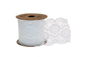 Stuha krajka polyester,  7cm x 9,1m, bílá AL102