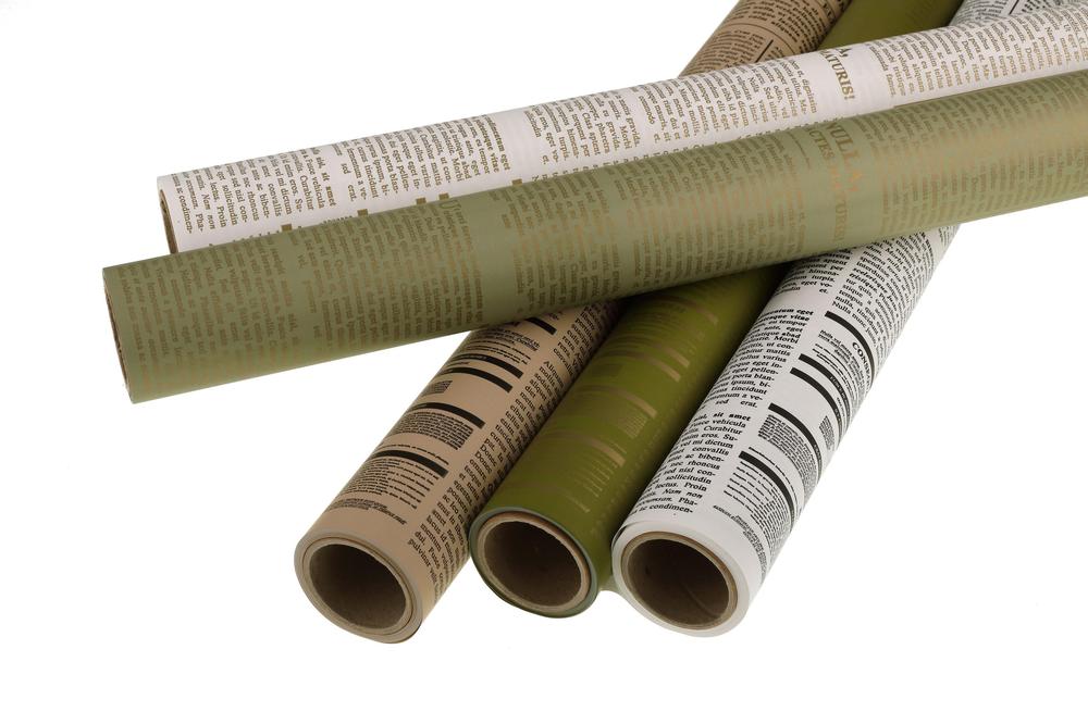 Role fólie 50cm x 9,1m noviny, béžová/borůvka