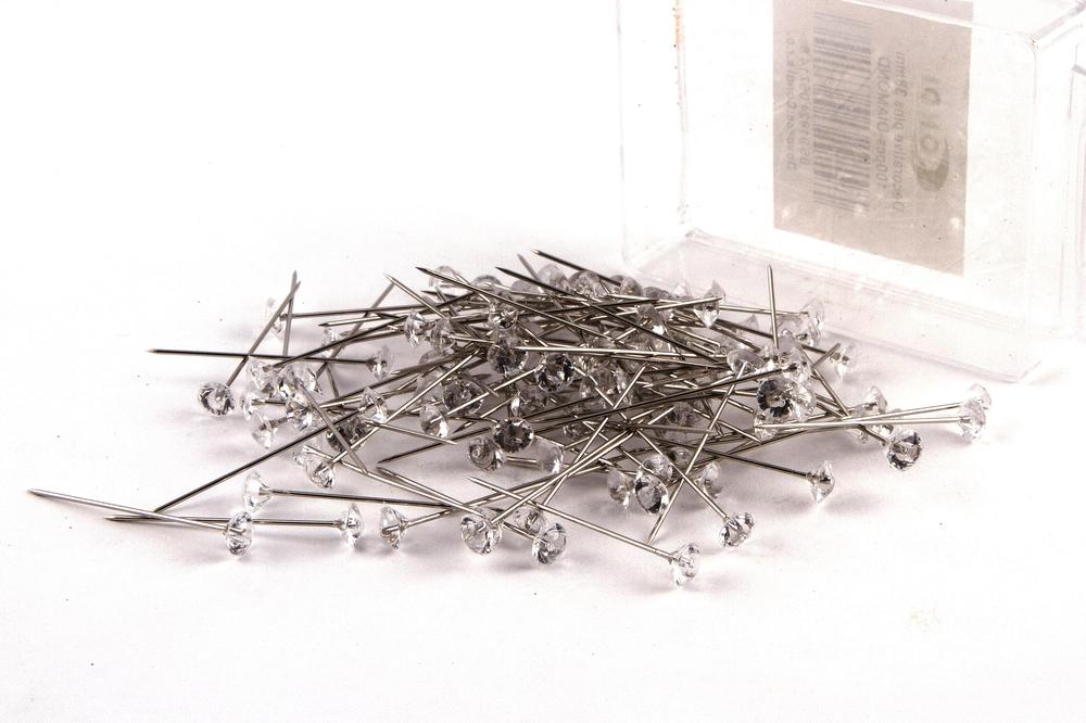 Špendlík dekorační 38mm, diamant, 100 ks