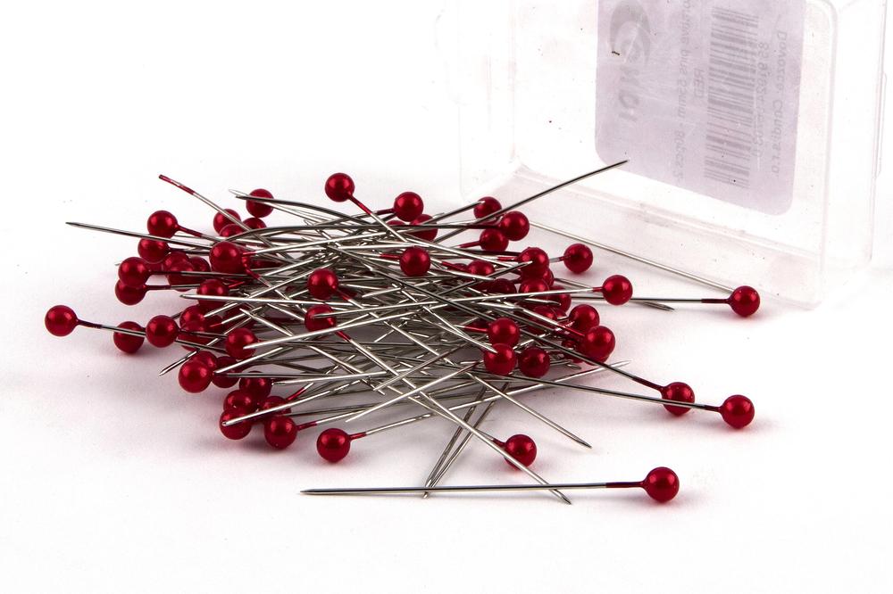 Špendlík dekorační 55mm, červená,  80 ks