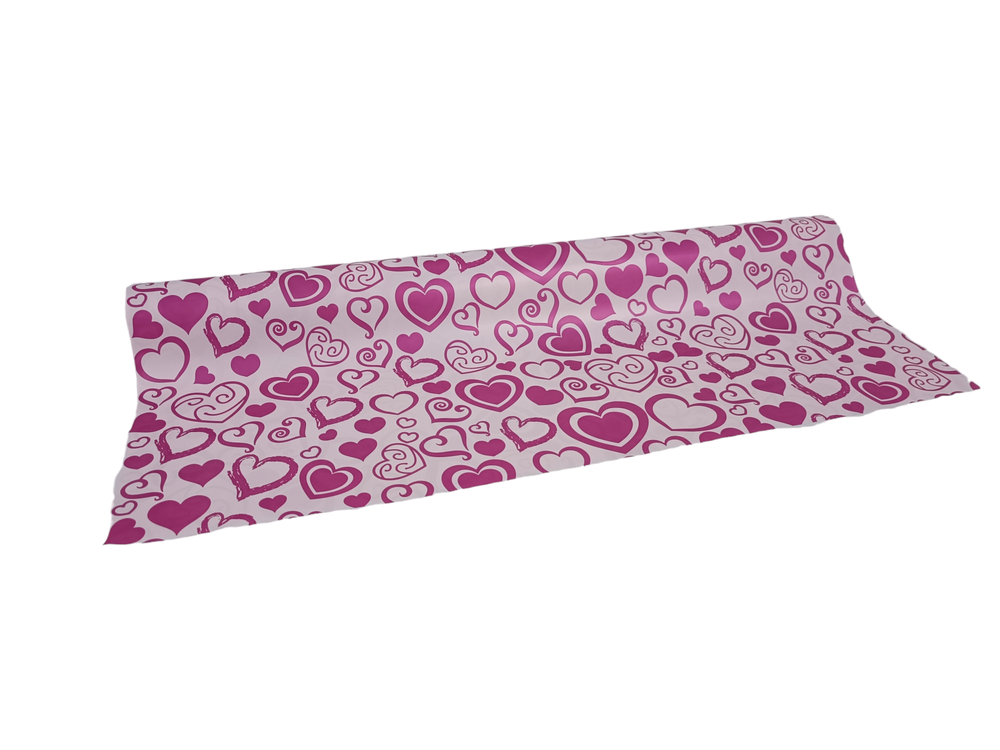 Role fólie 50cm x 9,1m, srdíčko, růžová